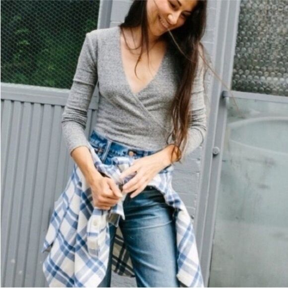 Madewell Tops - Madewell Wrap Thong Bodysuit Womens Size Small